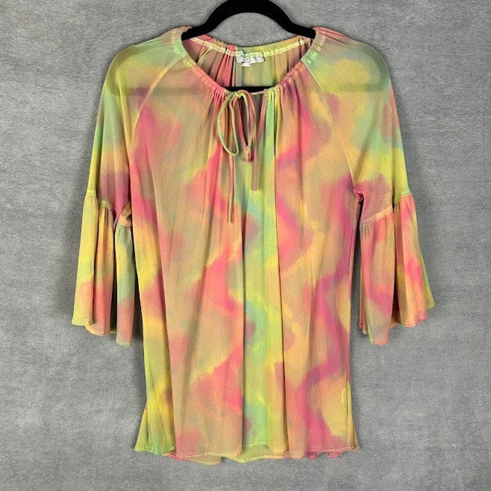 Bryn Walker Top Womens Small Pink Sheer Feminine Boho Whimsy Festival Hippie